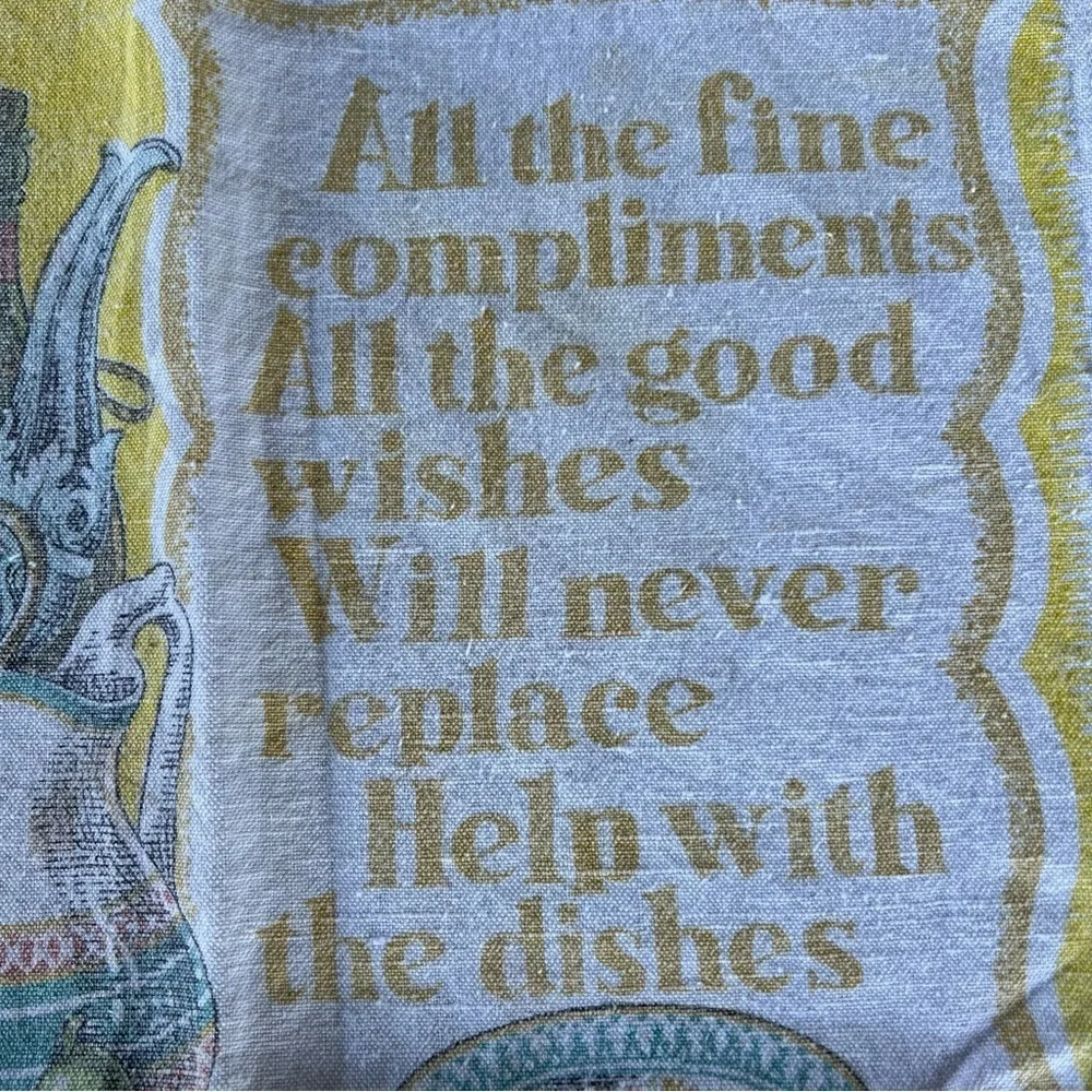 Vintage 1984 Linen Tea Towel Calendar Help With The Dishes